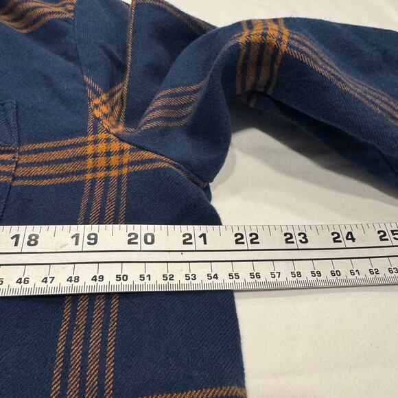 Madewell Flannel Oversized Ex-Boyfriend Shirt Womens Size S Plaid Blue Tan - Picture 7 of 9
